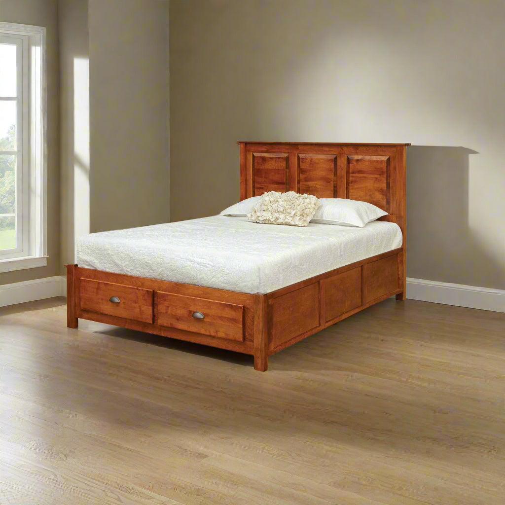 Eden Amish High Panel Platform Footboard Storage Drawer Bed