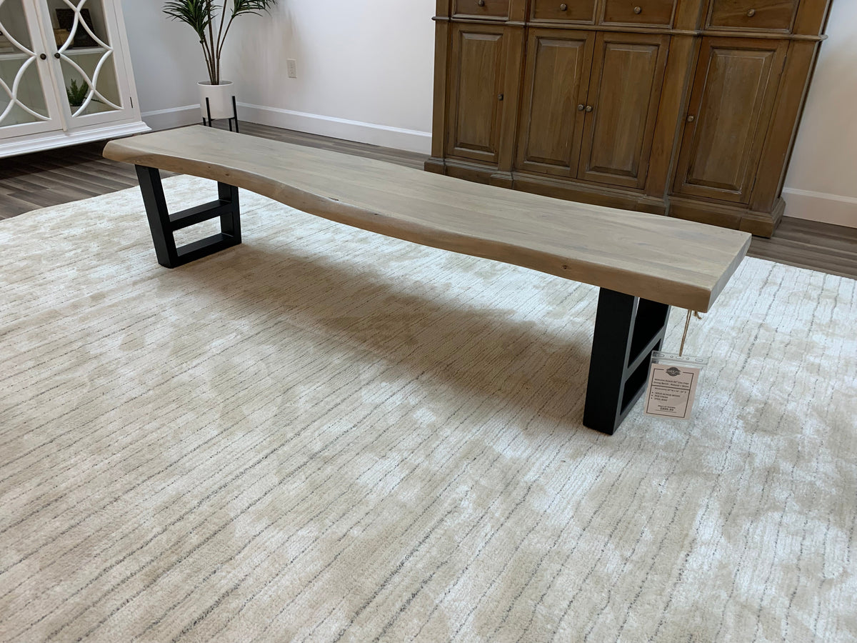 Banco de comedor Malcolm Acacia Live Edge de 84" - Nuevo lavado blanco