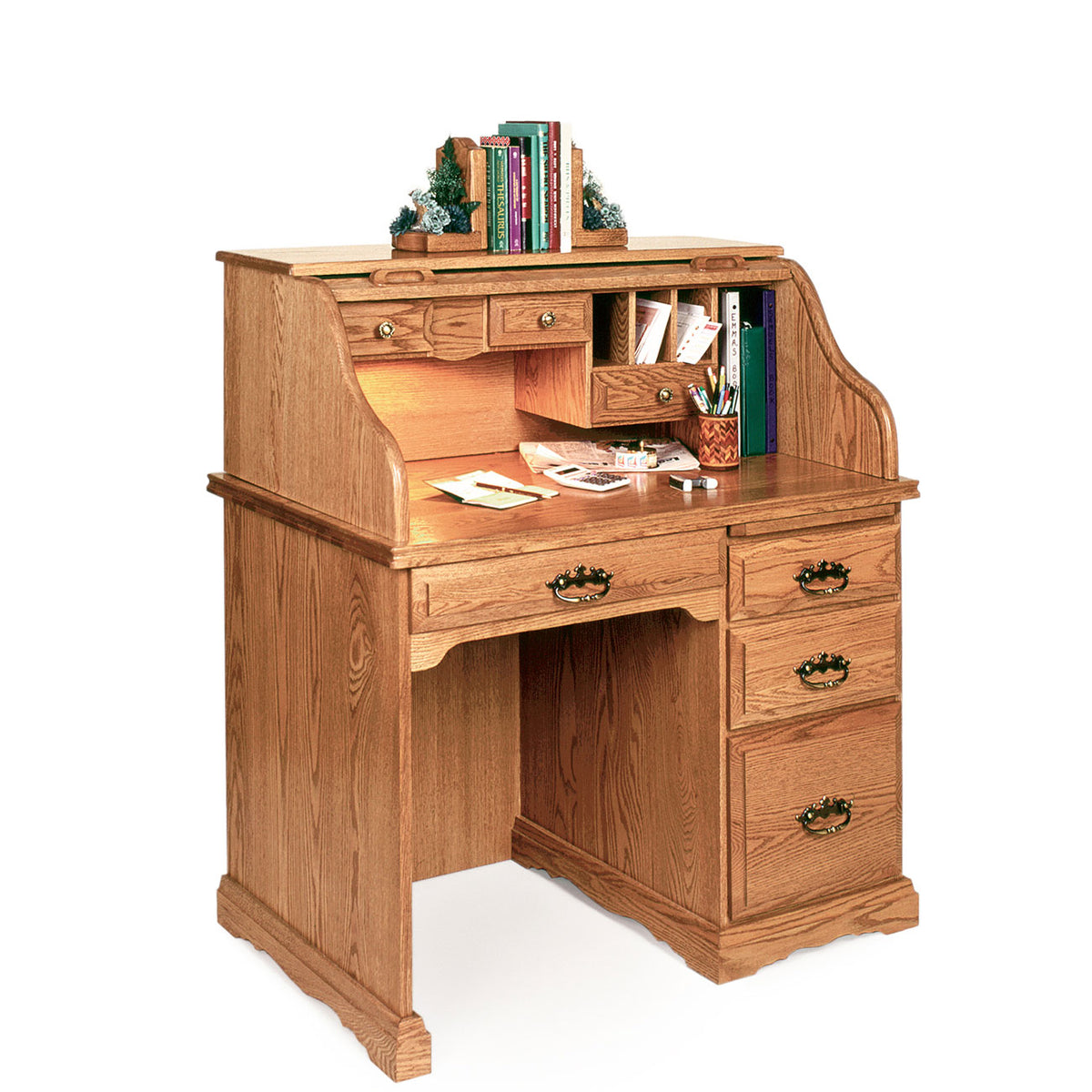 Amish Heritage 40" Wood Roll Top Computer Desk