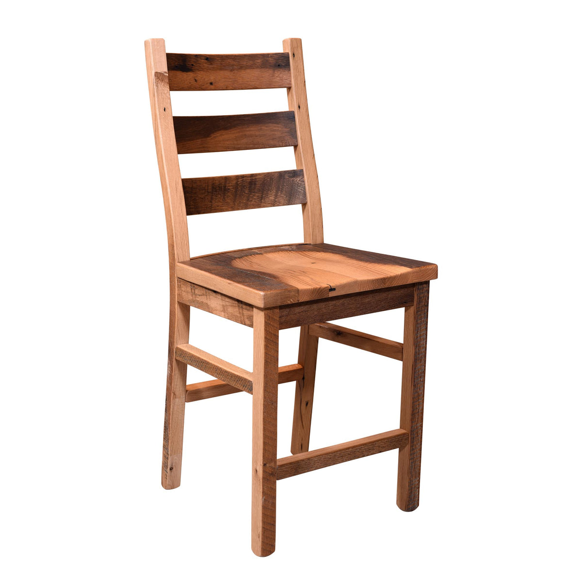 Amish Ladderback Rustic Barnwood Bar Side Chair