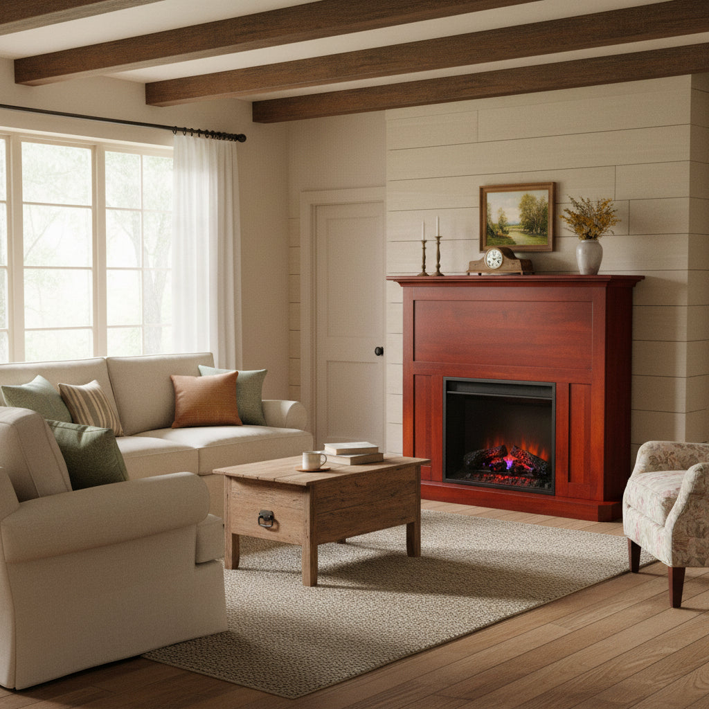 Amish 48" Fireplace Mantel with 23" Electric Insert