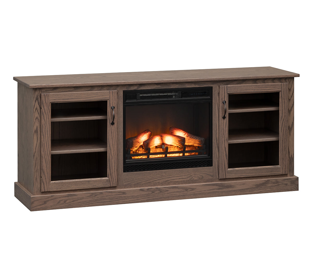Amish 68" TV Stand With 23" Electric Fire Place Insert