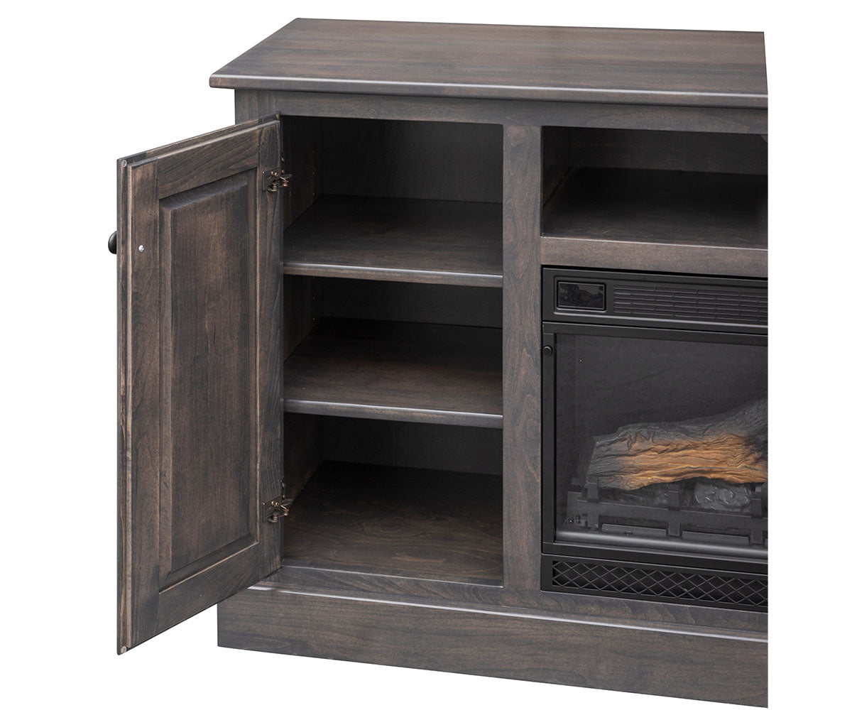 Amish 77" Traditional TV Stand with Electric Fireplace Insert