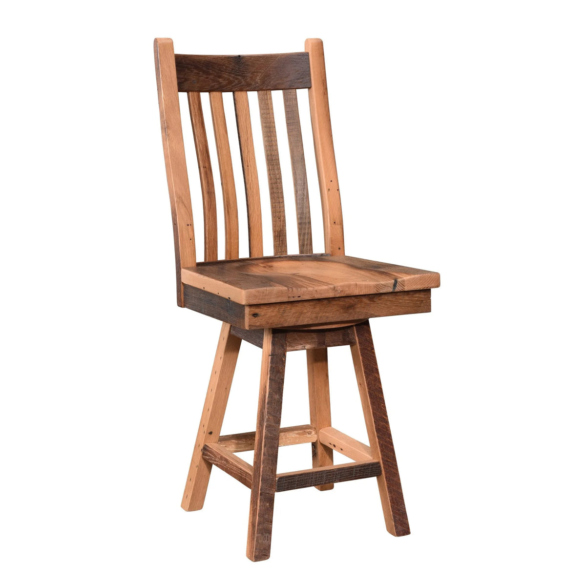 Amish Mission Rustic Barnwood Bar Side Chair w/ Swivel