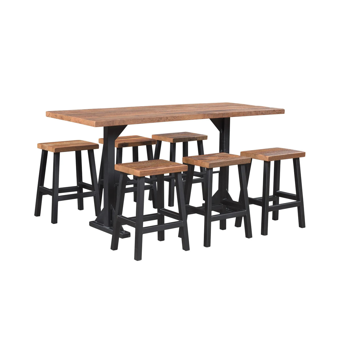 Amish Sellwood Rustic Barnwood 7pc Pub Set