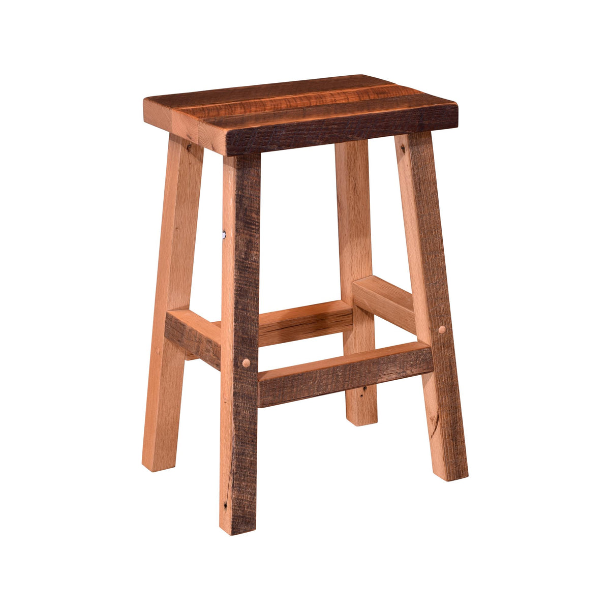 Amish Barnwood Bar Stool w/ Regular Wood Seat