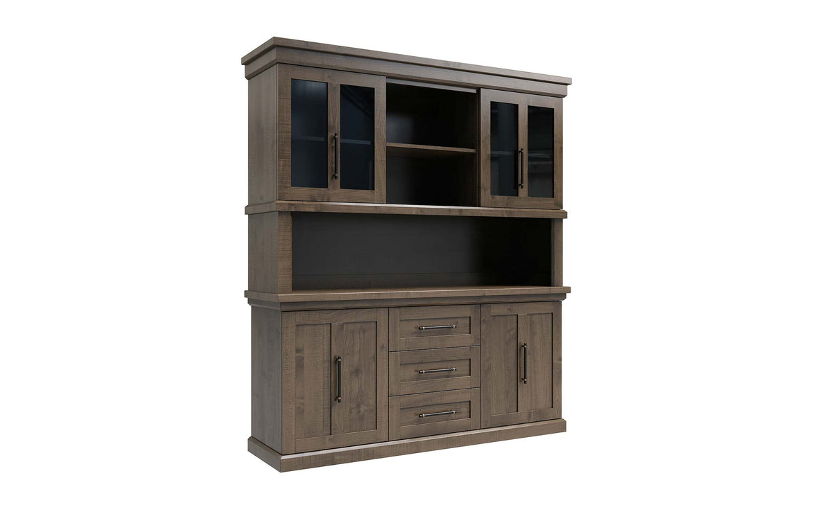 Amish Oia Rustic Barnwood Hutch #02 2 Doors - Open Center