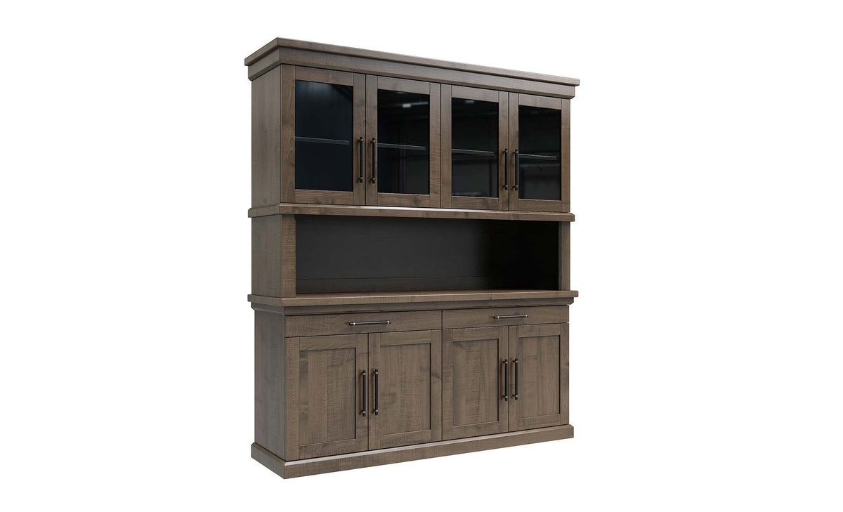 Amish Oia Rustic Barnwood Hutch #03 4 Doors
