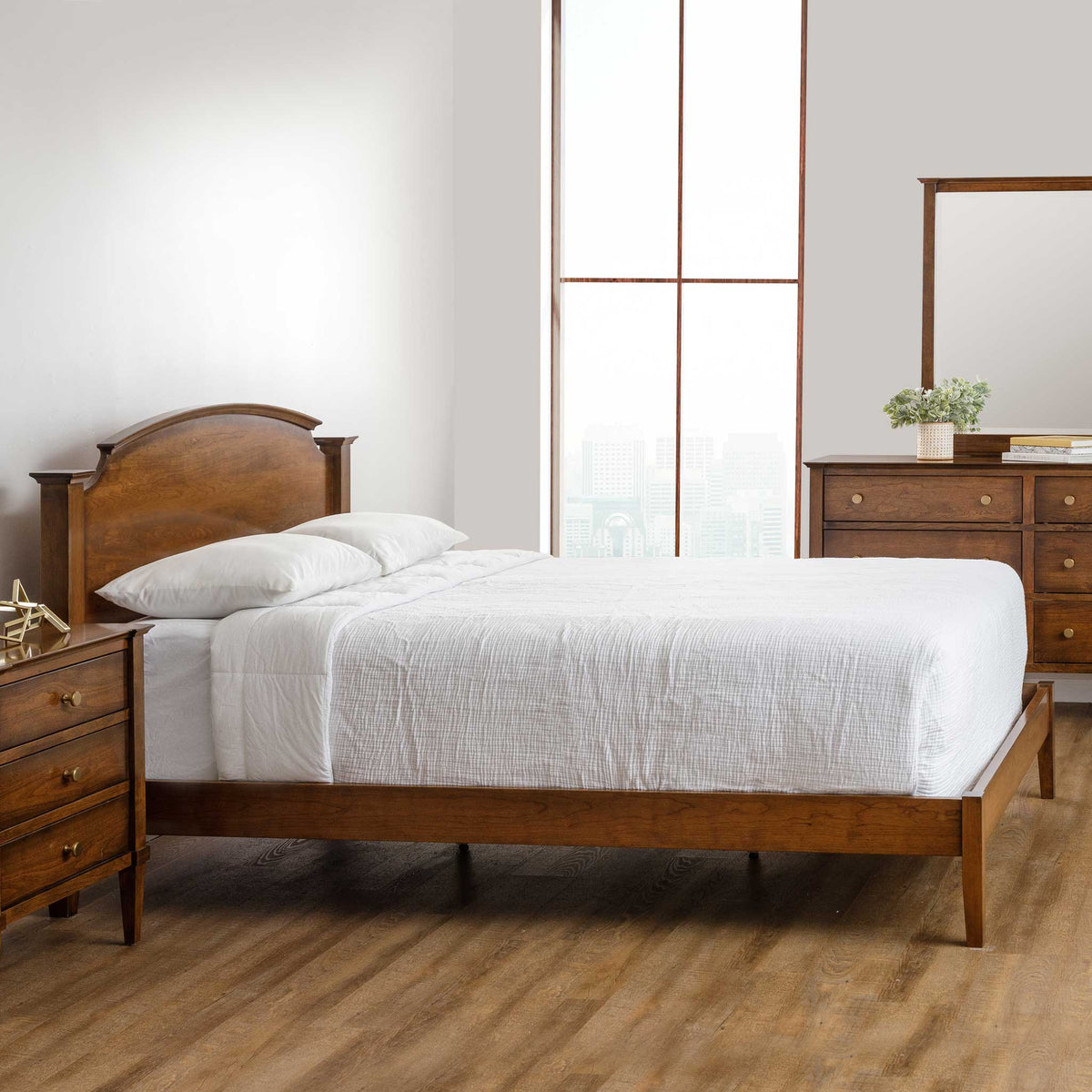 Amish Geneva Solid Wood Arched Bed with Low Footboard