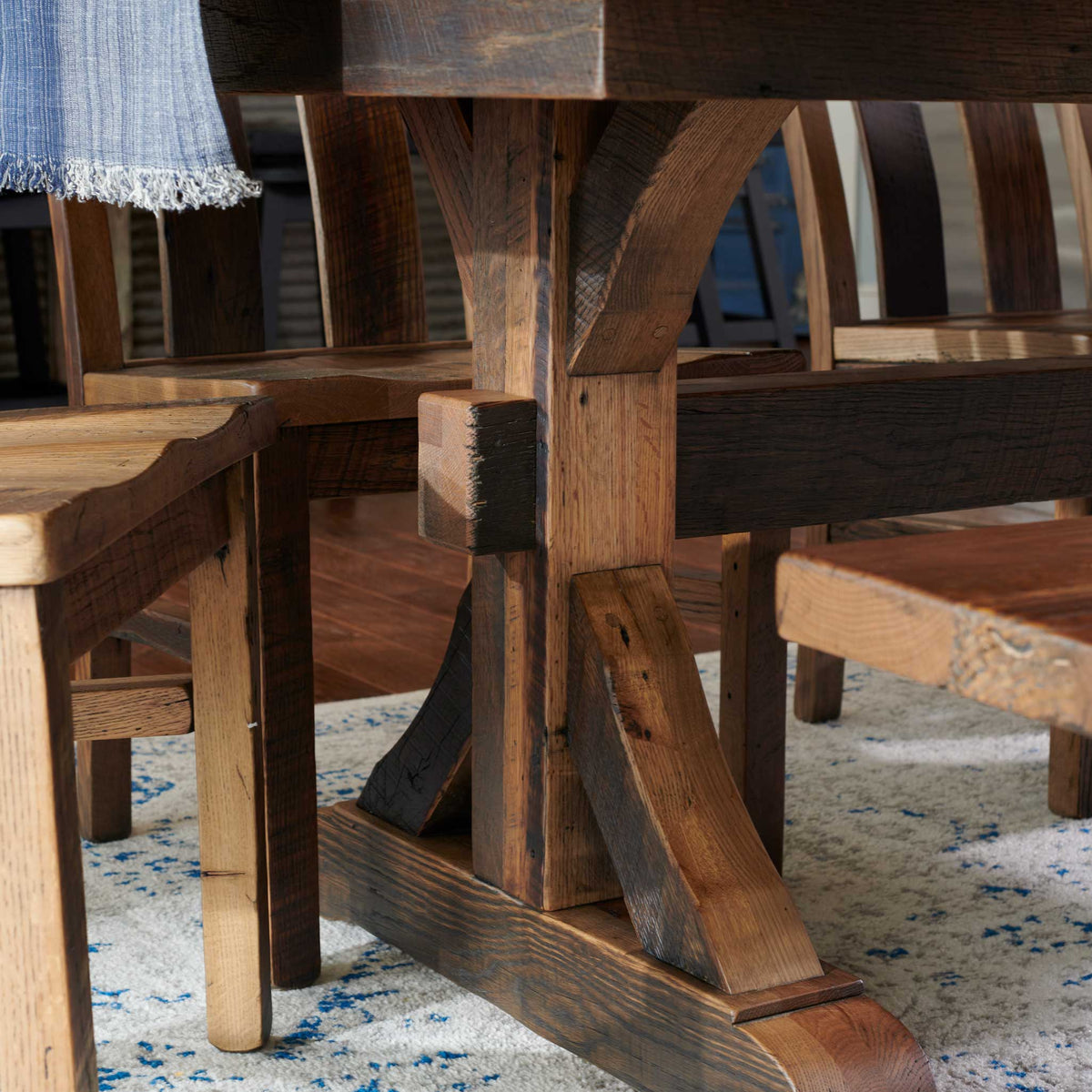 Amish Redland Rustic Barnwood Solid Top Table