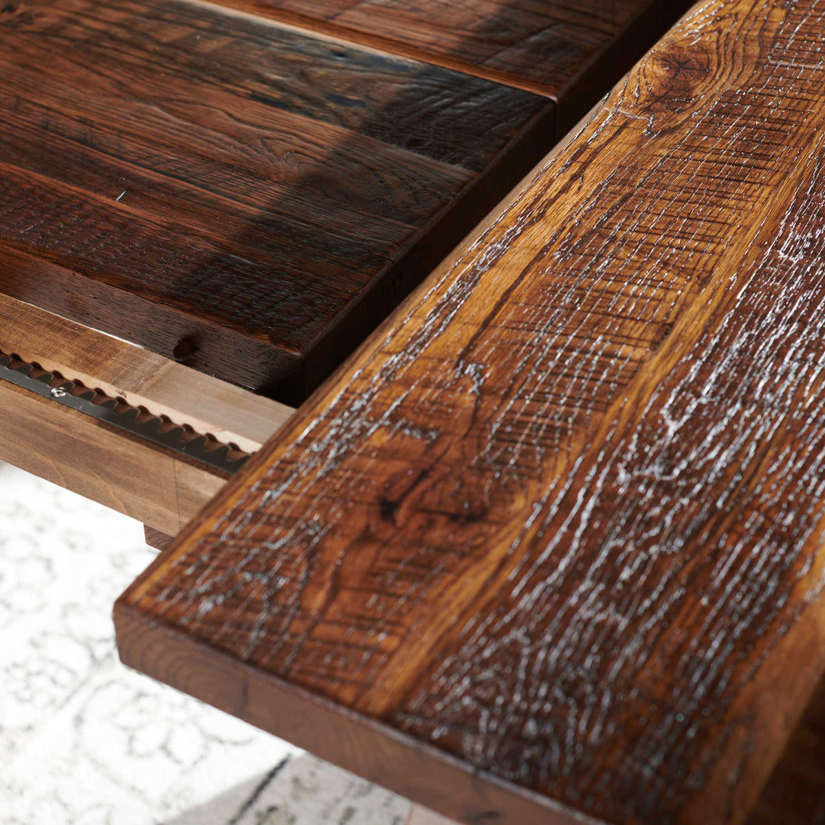 Amish Urmston Rustic Barnwood Extendable Top Table