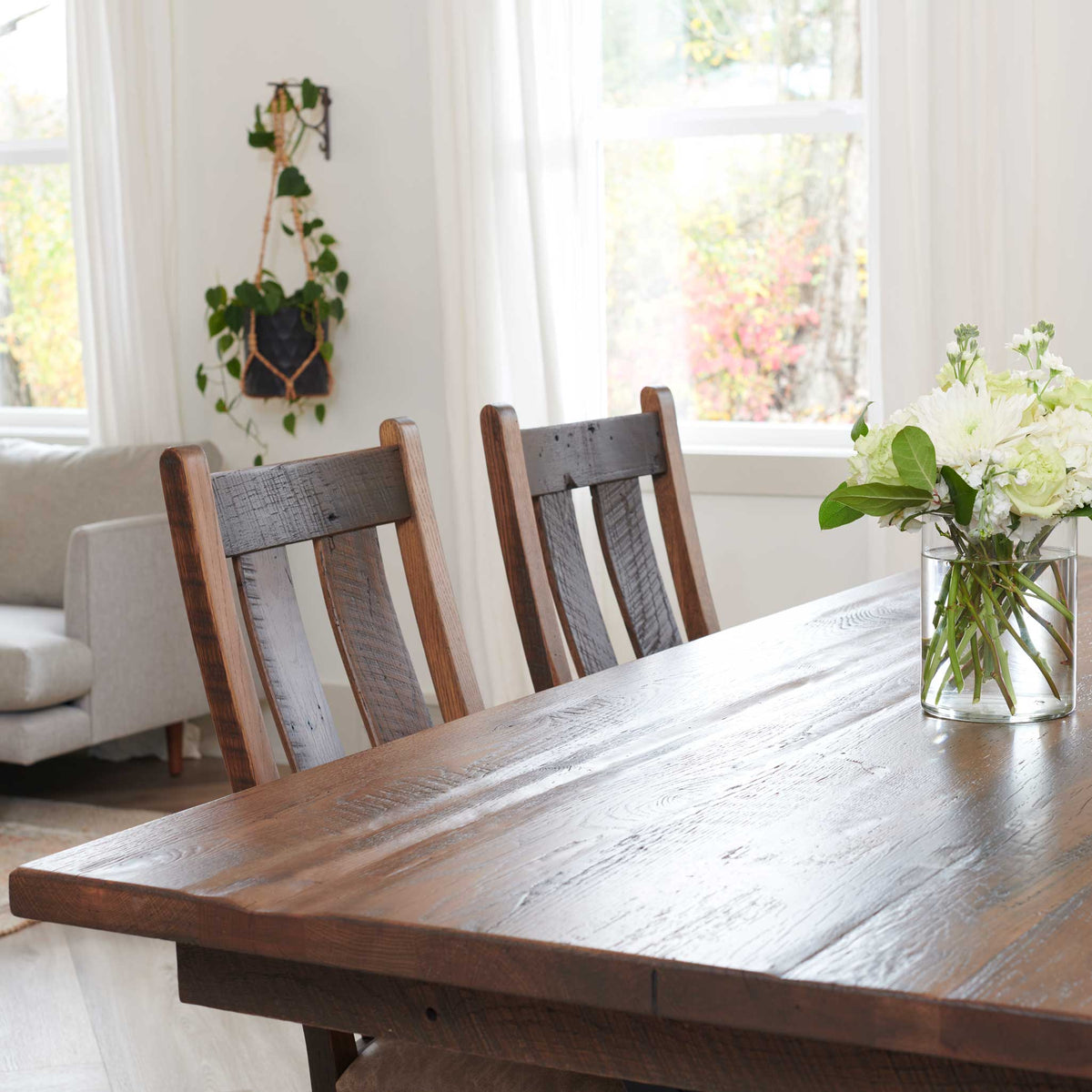Amish Back Bay Rustic Barnwood Extendable Top Table