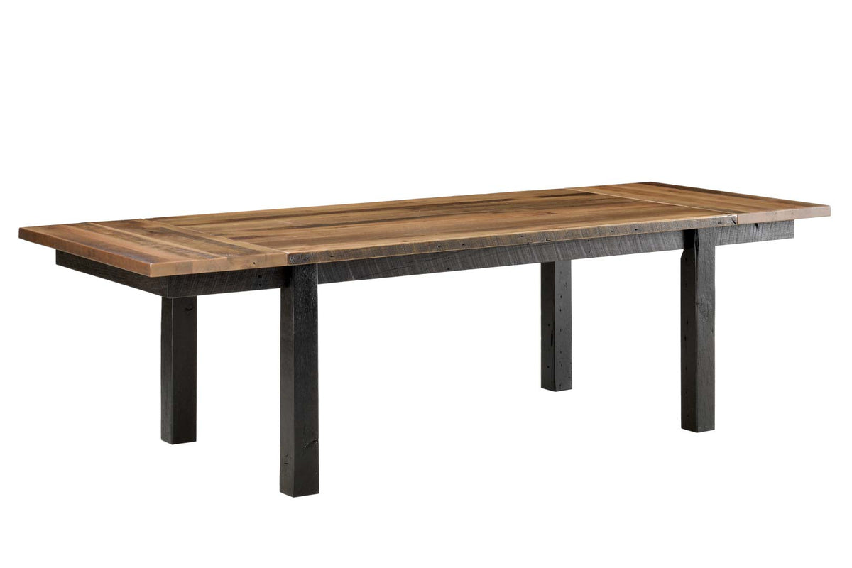 Amish Malone Rustic Barnwood Extendable Top Leg Table