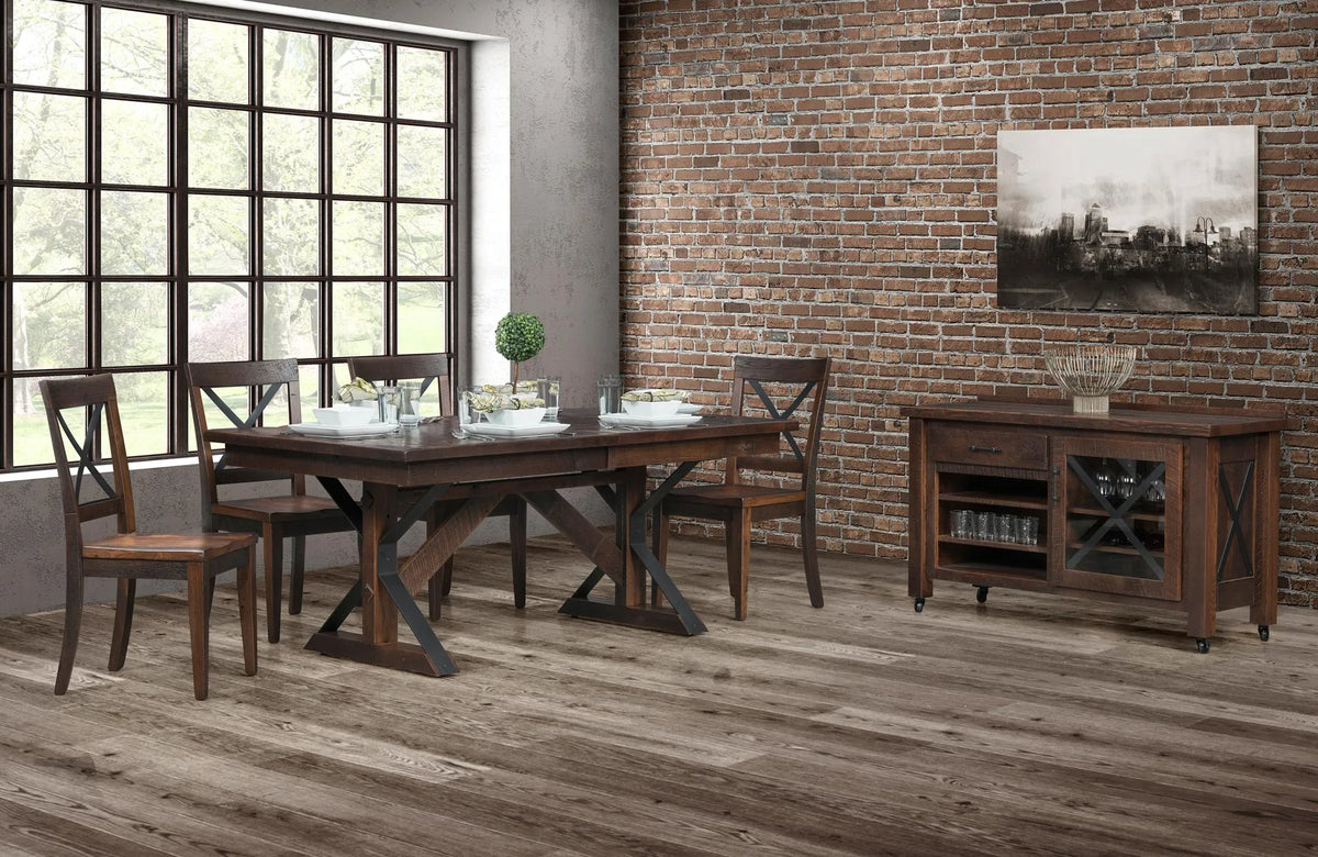 Amish Thorndon Rustic Barnwood 8pc Dining Set