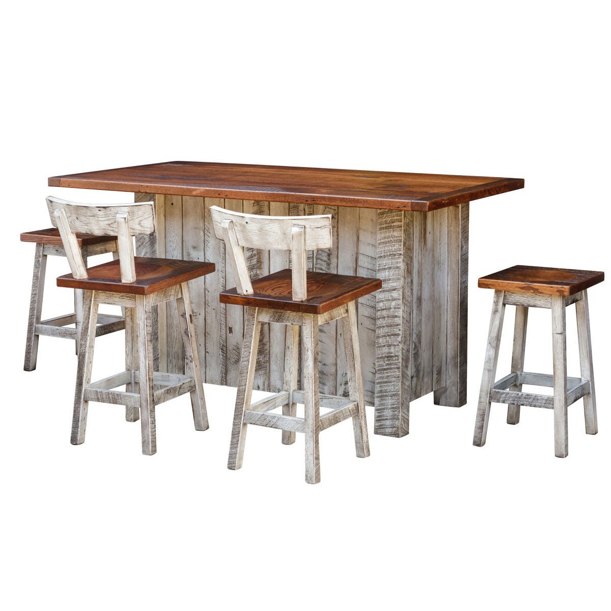 Amish 2 Door Rustic Kitchen Island & Stool Set for 4 - snyders.furniture