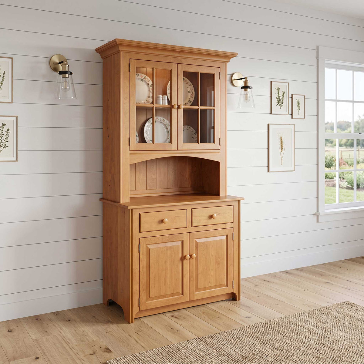Amish Shaker 2 Door Dining Storage Hutch