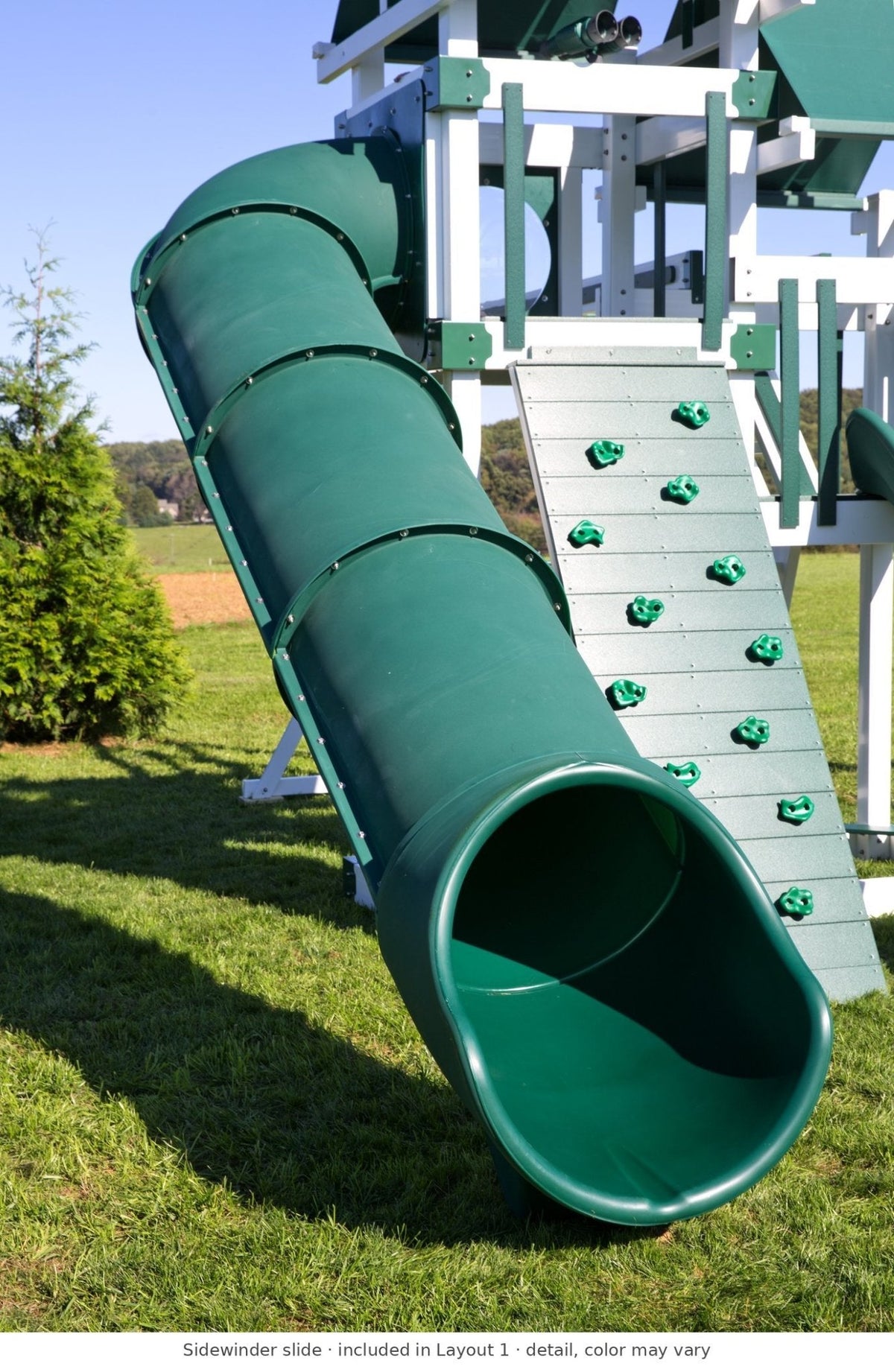Sidewinder slide detail – included in Layout 1 of the 4x8 Denali Vinyl Playset & Swing Set Kit