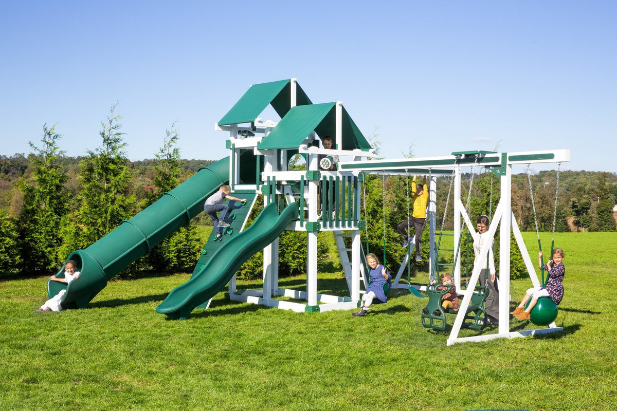 4x8 Denali Vinyl Playset & Swing Set Kit – real-world photo (configuration and colors may differ from the layouts offered)