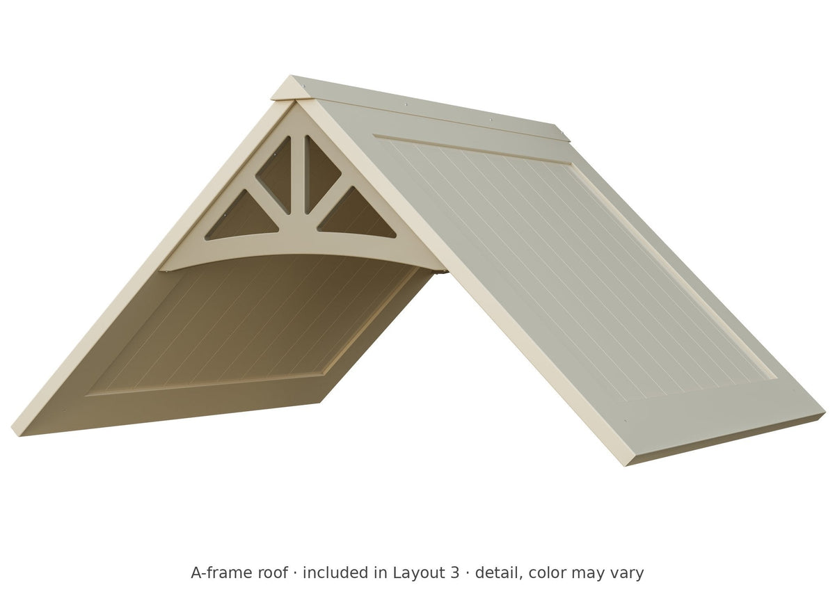 A-frame roof detail – included in Layout 3 of the 6x6 Boulder Vinyl Playset & Swing Set Kit