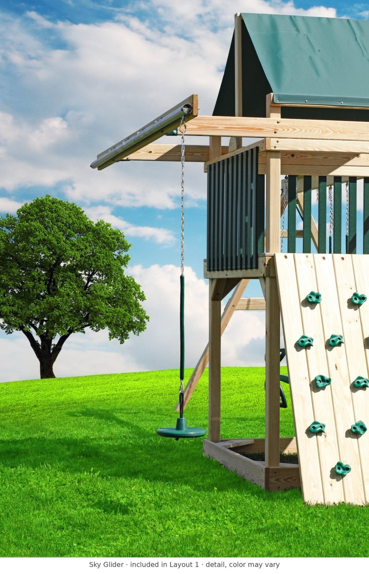 Sky Glider detail – included in Layout 1 of the 6x6 Challenger Wooden Swing Set & Playset Kit