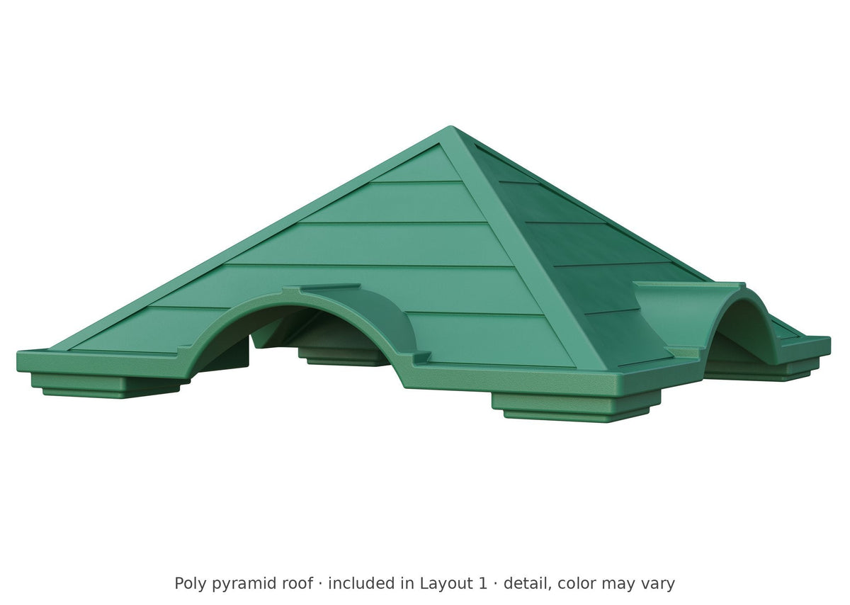 Poly pyramid roof detail – included in Layout 1 of the Avalanche Vinyl Playset & Swing Set Kit