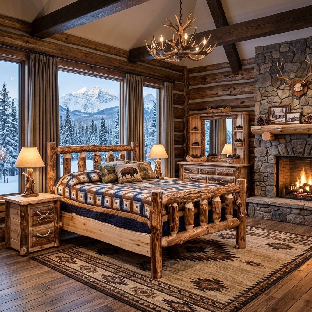 Amish Bighorn Aspen Log 5pc Bedroom Set