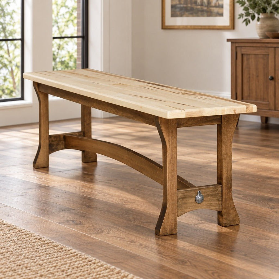 Amish Charm Transitional Solid Wood 5 ft Dining Bench