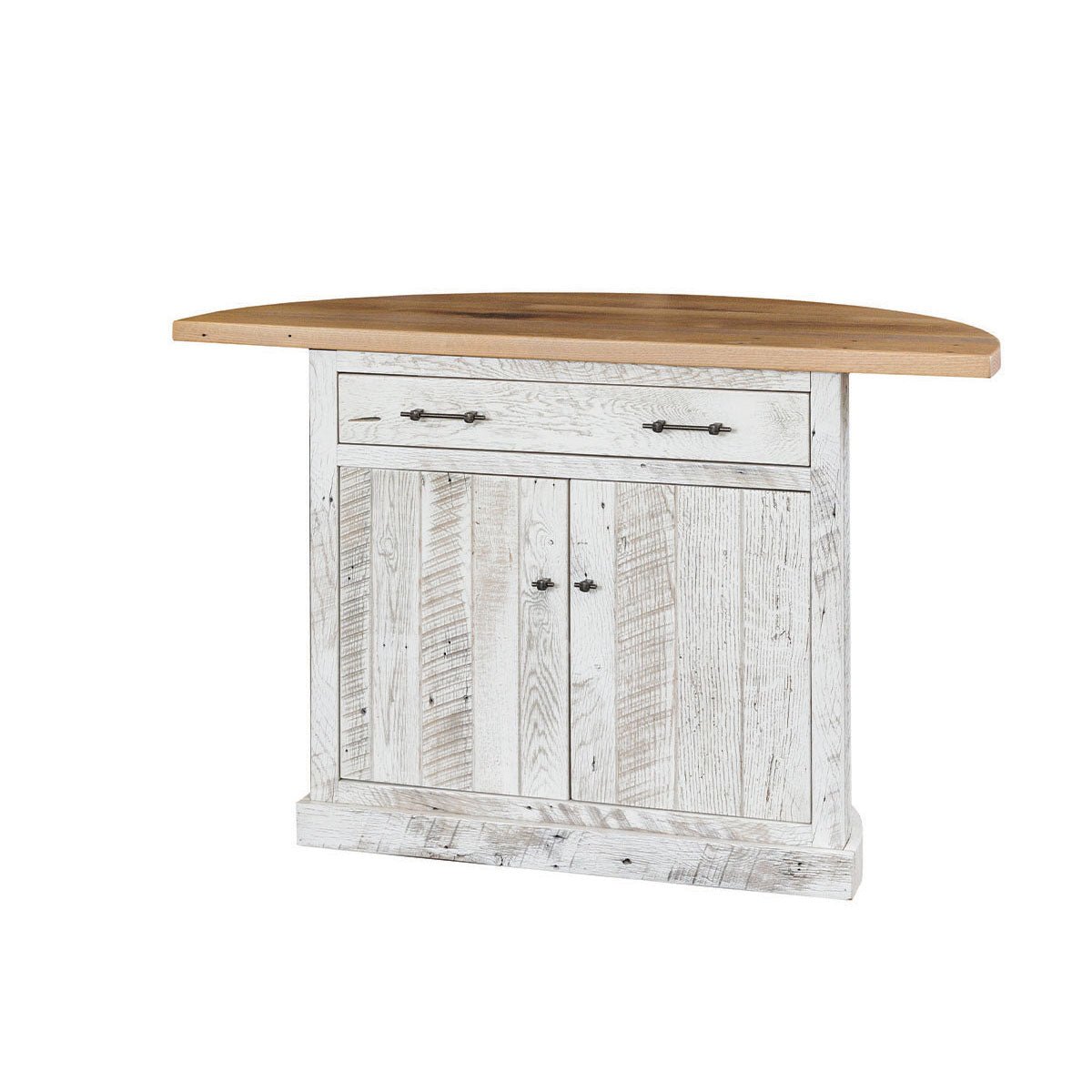 Amish Chesapeake Half Round Curved Bar Rustic Kitchen Island & Stool Set for 3 - snyders.furniture