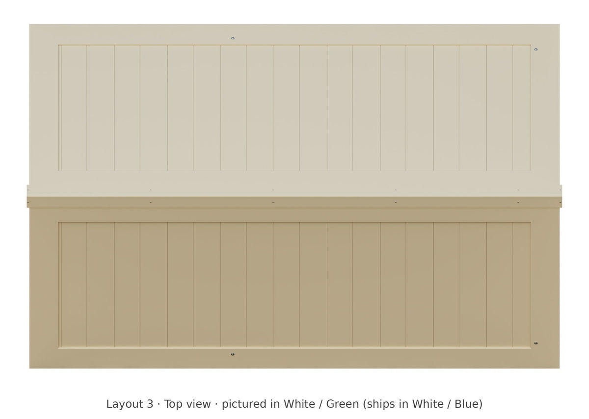 Amish Churchill Vinyl Playset & Swing Set Kit – Layout 3, top view (shown in White with Green accents)