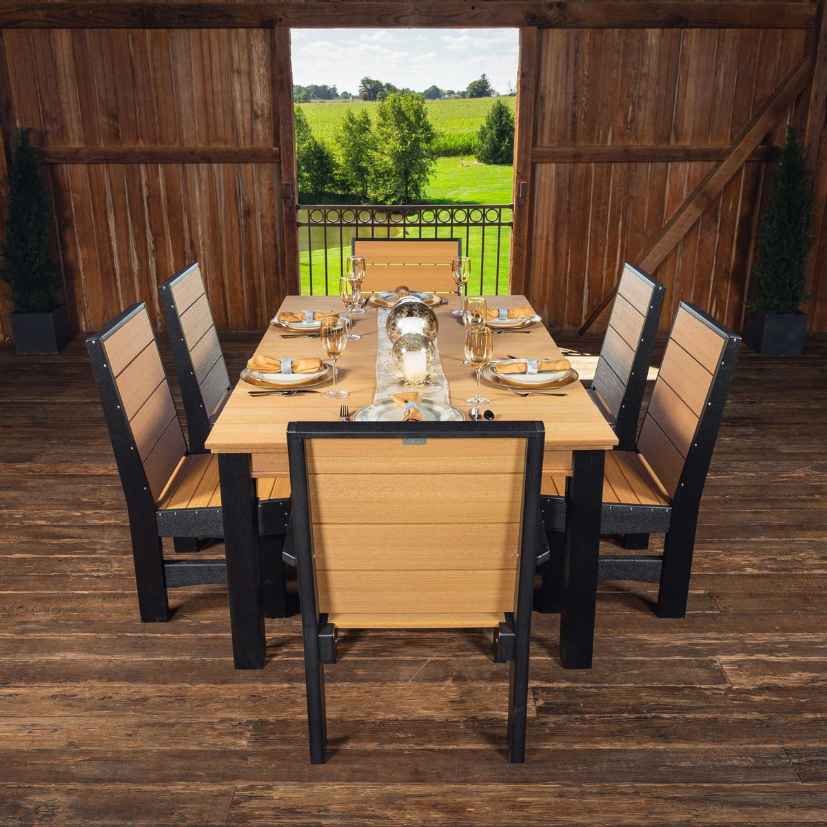 Amish Coastal Patio Dining 7pc Modern Set - Quick Ship - snyders.furniture