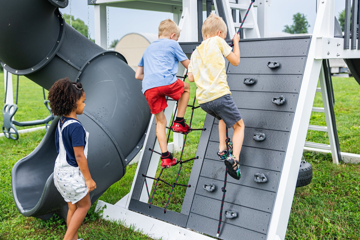Concord Vinyl Playset & Swing Set Kit – real-world photo (configuration and colors may differ from the layouts offered)
