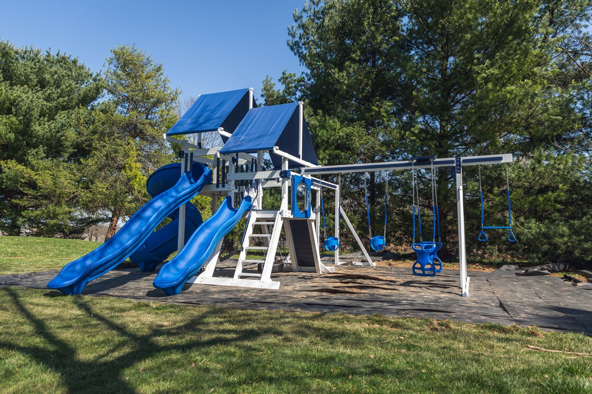 Concord Vinyl Playset & Swing Set Kit – real-world photo (configuration and colors may differ from the layouts offered)