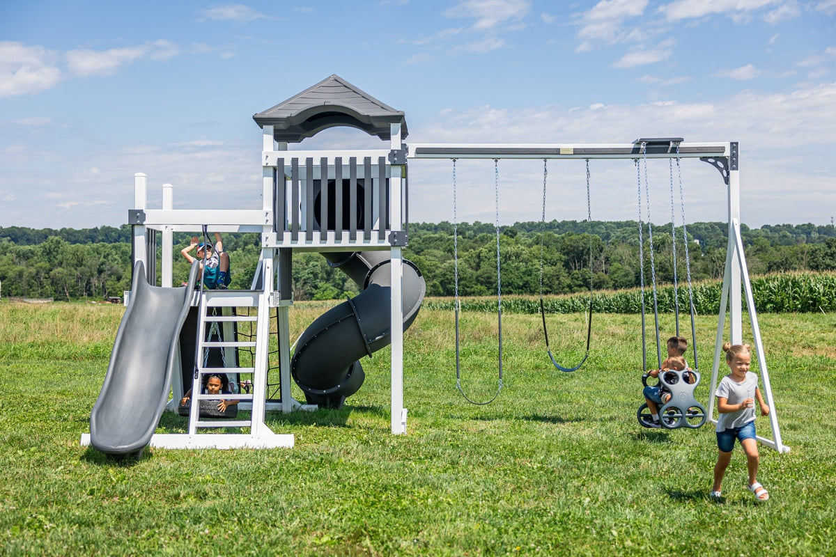 Concord Vinyl Playset & Swing Set Kit – real-world photo (configuration and colors may differ from the layouts offered)