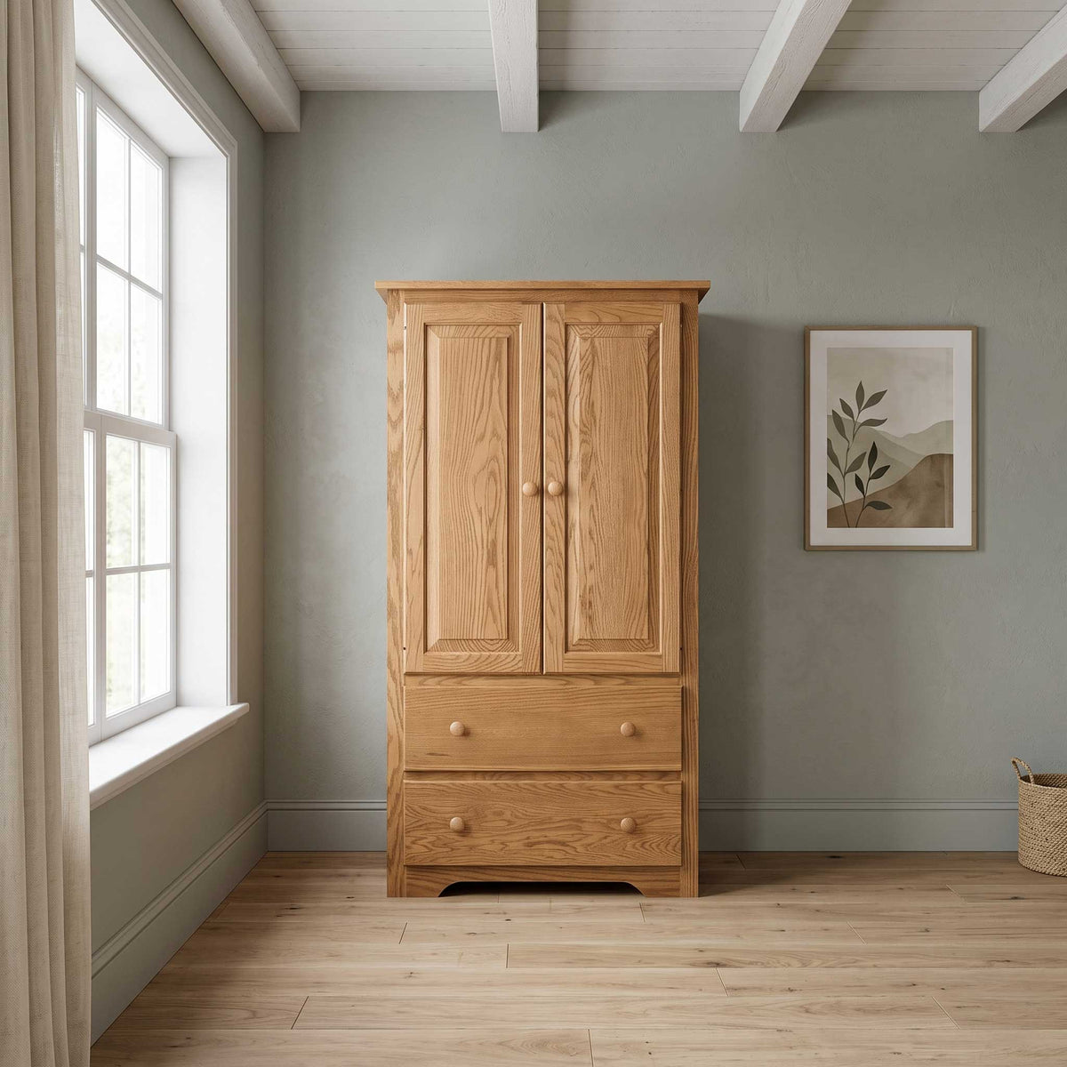 Eden Amish Shaker 2-Drawer 2-Door Armoire