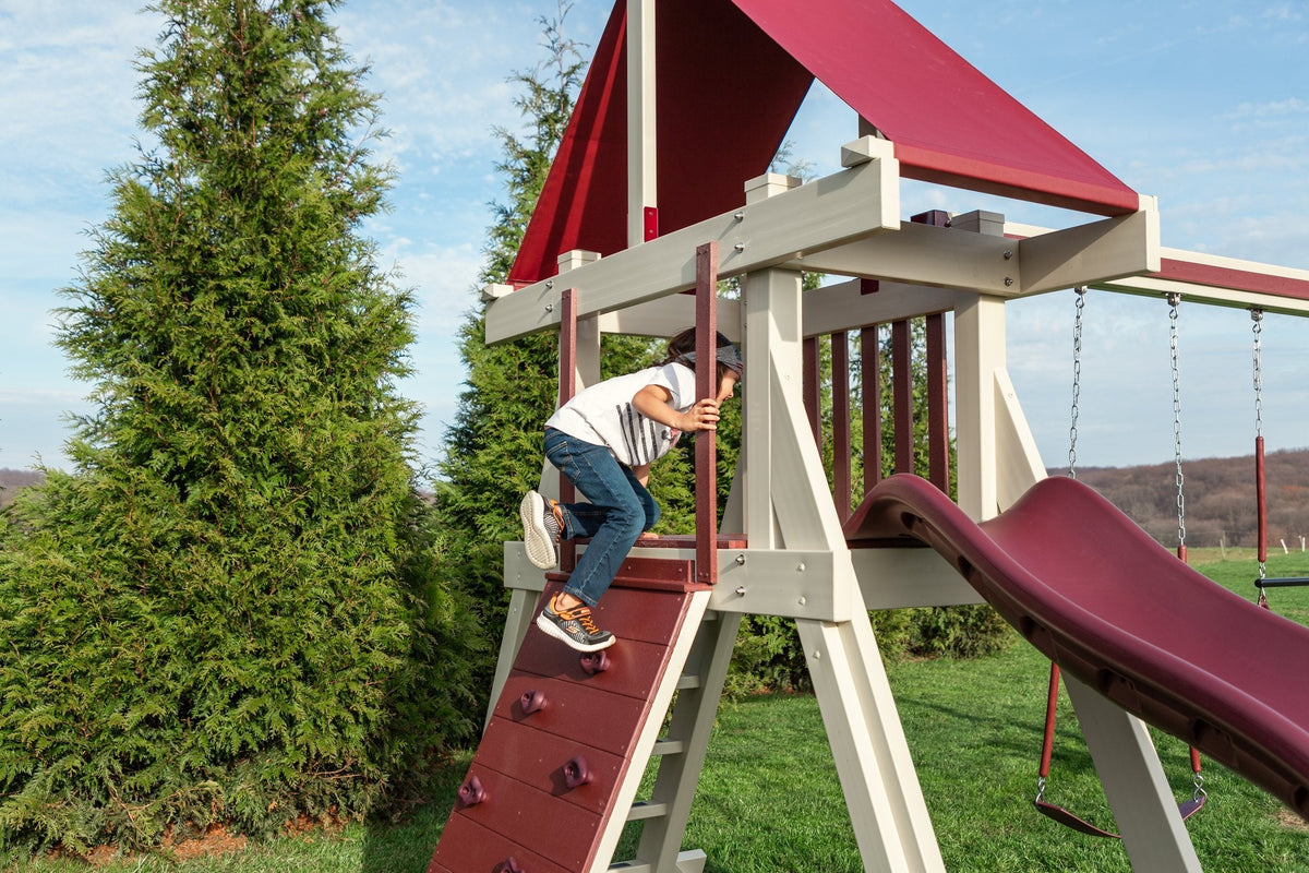 Elkhorn Vinyl Playset & Swing Set Kit – real-world photo (configuration and colors may differ from the layouts offered)