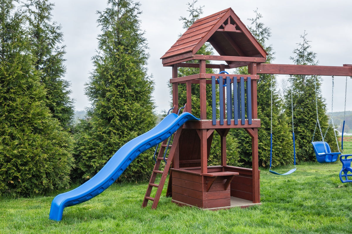 Jefferson Wooden Swing Set & Playset Kit – real-world photo (configuration and colors may differ from the layouts offered)