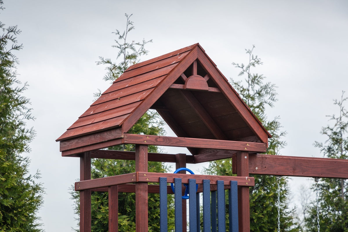 Jefferson Wooden Swing Set & Playset Kit – real-world photo (configuration and colors may differ from the layouts offered)