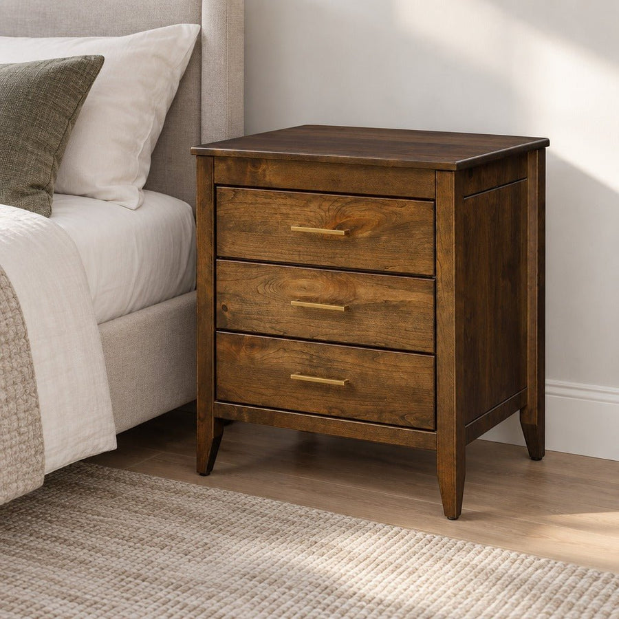 Amish Middlebury Modern Solid Wood 3-Drawer Nightstand with Locking Slide-Out Top