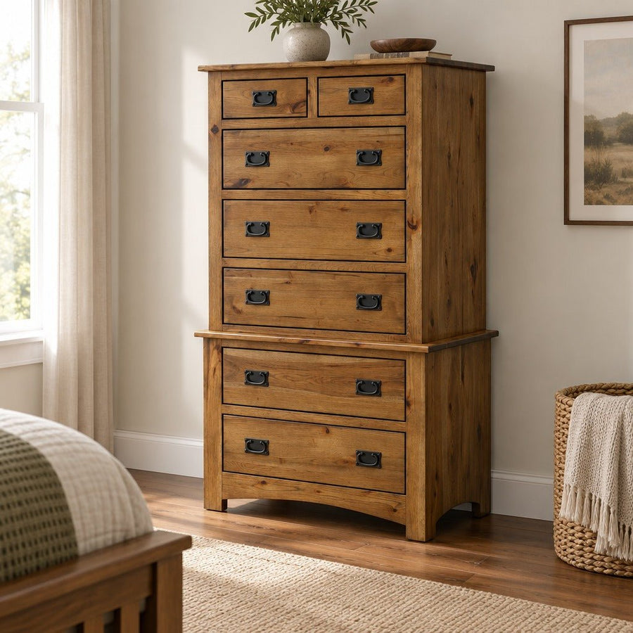 Amish Millersburg Mission Style Solid Wood Chest on Chest