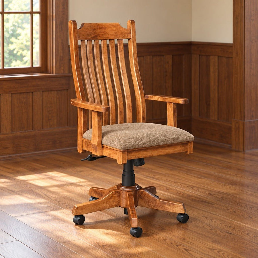 Amish Millersburg Mission Style Solid Wood Office Chair with Gas Lift