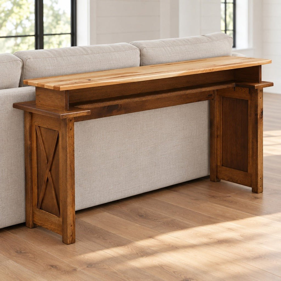 Amish Nappanee Modern Farmhouse Solid Wood Sofa Bar Table with Outlets