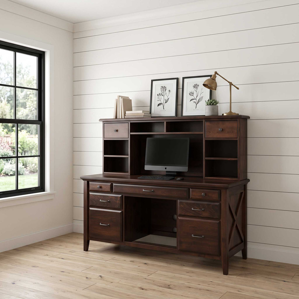 Credenza para computadora grande Amish Newport