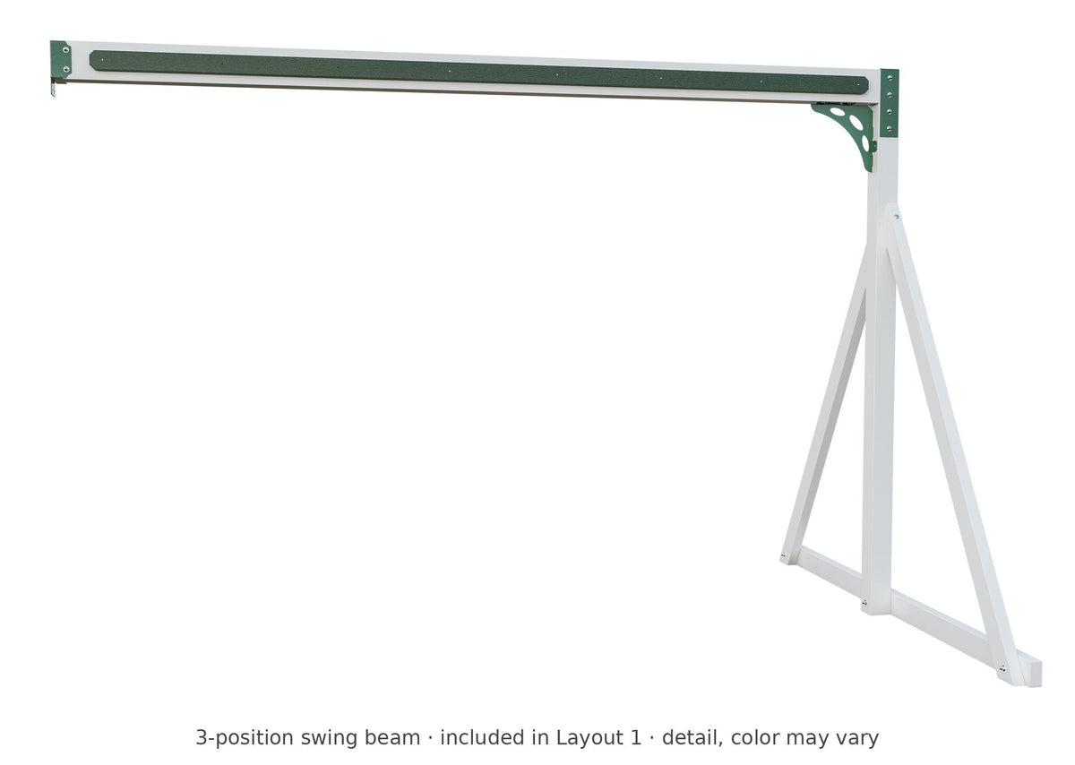 3-position swing beam detail – included in Layout 1 of the Poly Voyager Vinyl Playset & Swing Set Kit