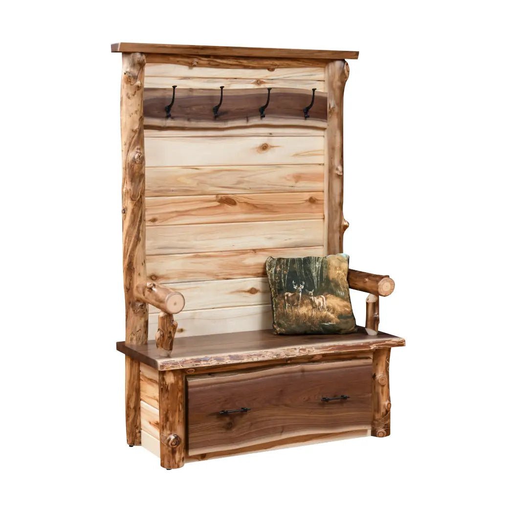 Amish Ponderosa Log Hall Bench