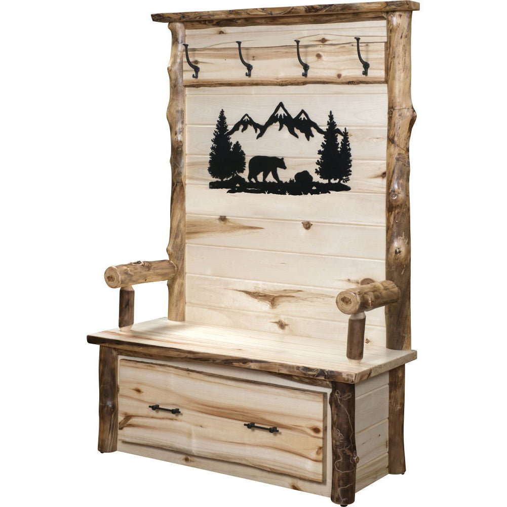 Amish Ponderosa Log Hall Bench