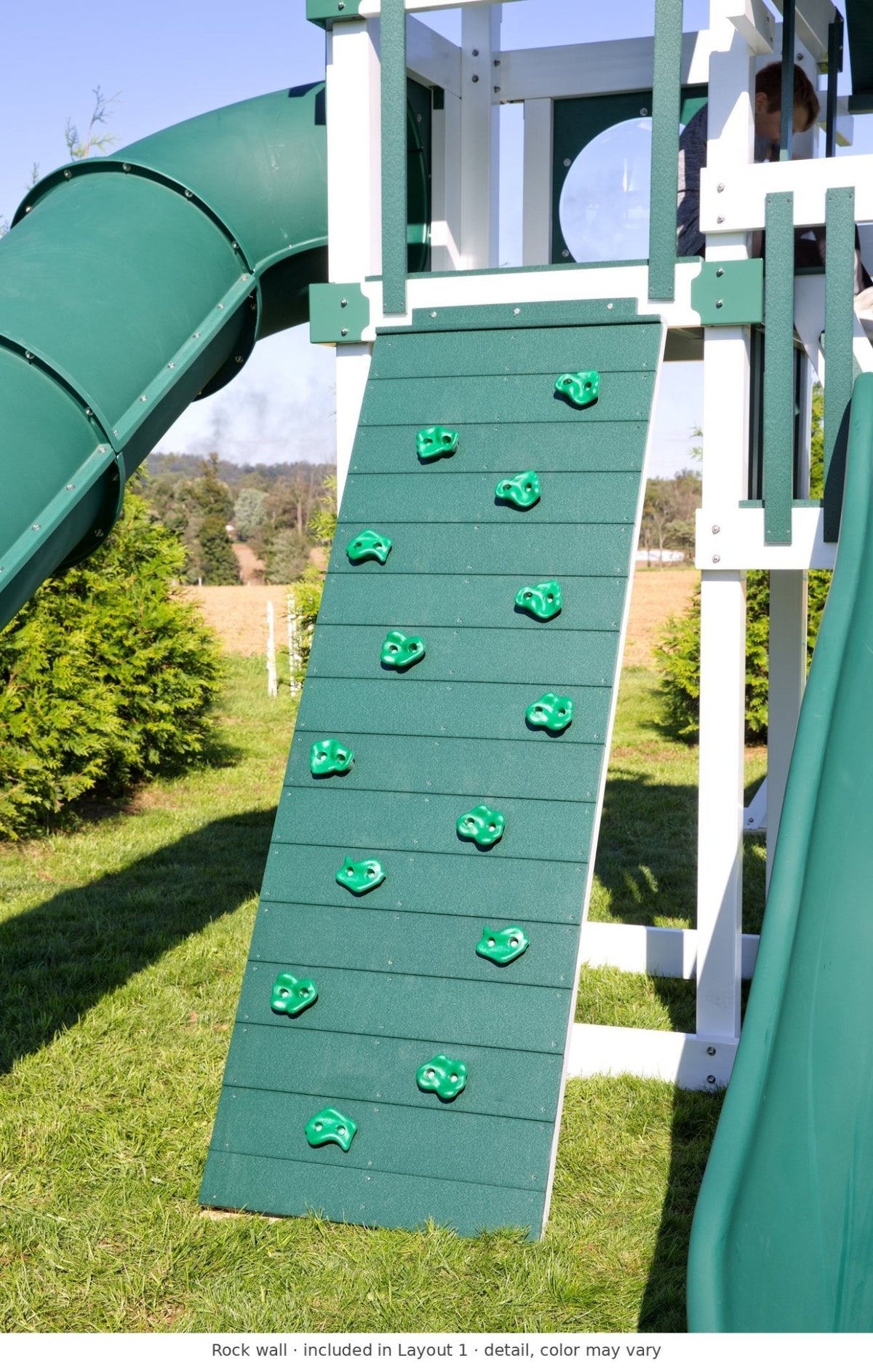 Rock wall detail – included in Layout 1 of the Rambler Peak Vinyl Playset & Swing Set Kit