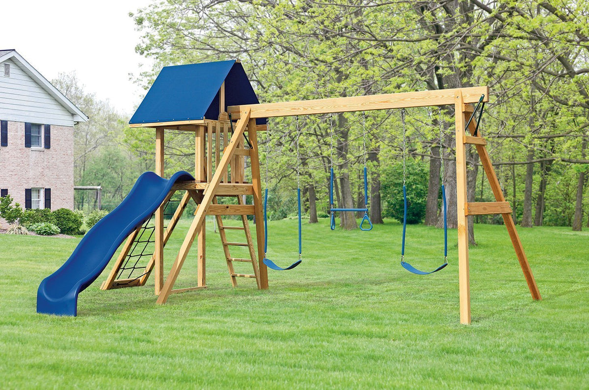 Ranger Wooden Swing Set & Playset Kit – real-world photo (configuration and colors may differ from the layouts offered)
