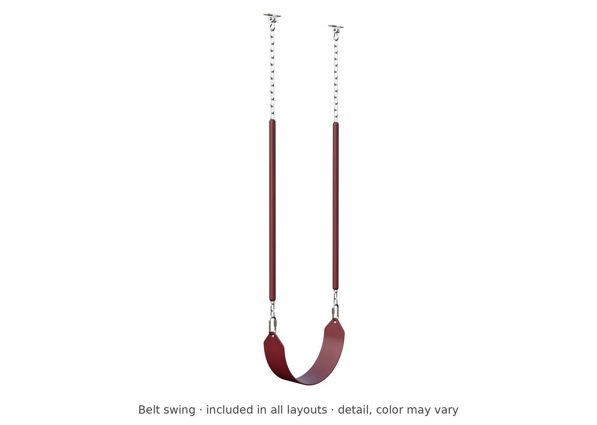 Belt swing detail – included in all layouts of the Scout Camper Wooden Swing Set & Playset Kit