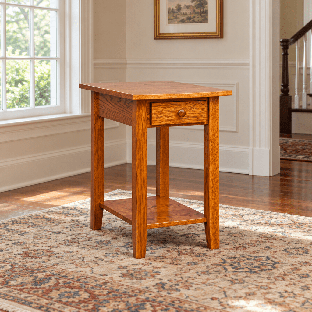 Amish Shaker 16" Chairside Table shown in the living room of a traditional colonial home