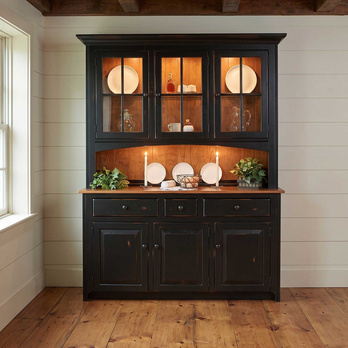Amish Shaker 3 Door Dining Storage Hutch